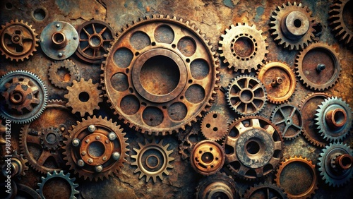 Wallpaper Mural Damaged cogwheels background with rusty gears and missing teeth Torontodigital.ca
