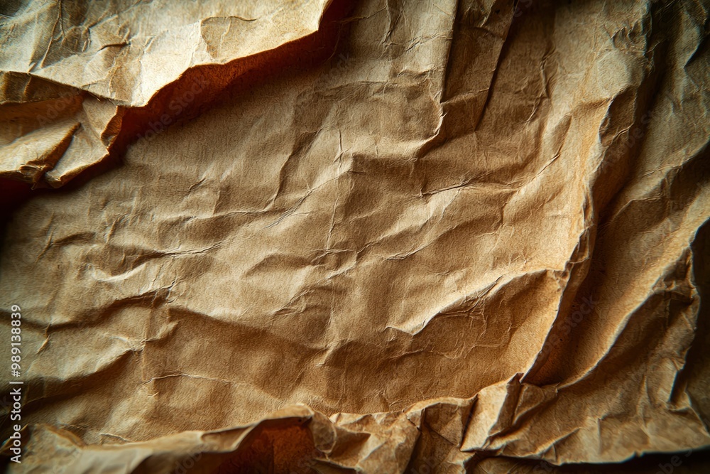 Close-Up of Crumpled Brown Paper Texture Close-Up of Crumpled Brown Paper Texture