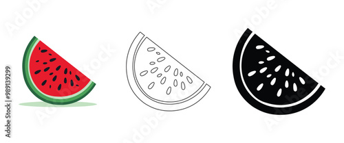 vector of silhouette, illustration and silhouette of watermelon
