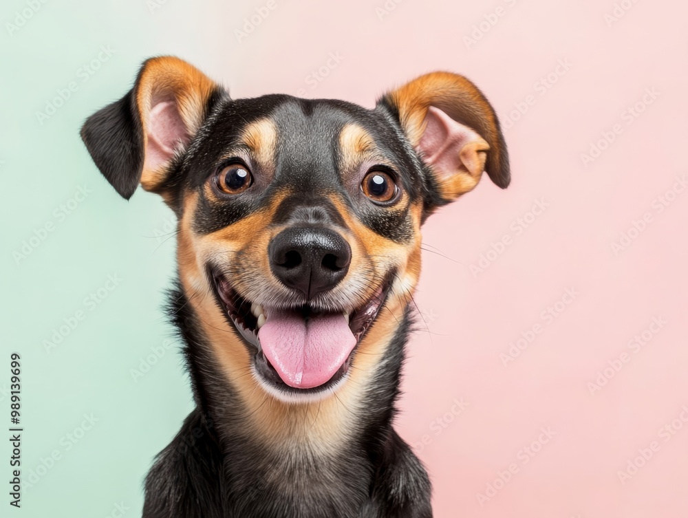Cheerful Dog Licking Its Lips with a Satisfied Expression Cheerful Dog Licking Its Lips with a Satisfied Expression