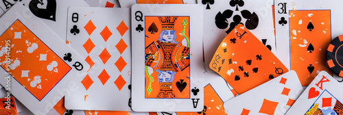 Colorful Playing Cards Inspired Design in Cheerful Orange photo