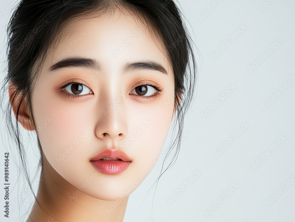 Elegant and Detailed Portrait of a Captivating Young Asian Woman with Flawless Skin and Alluring Expression Elegant and Detailed Portrait of a Captivating Young Asian Woman with Flawless Skin and Alluring Expression