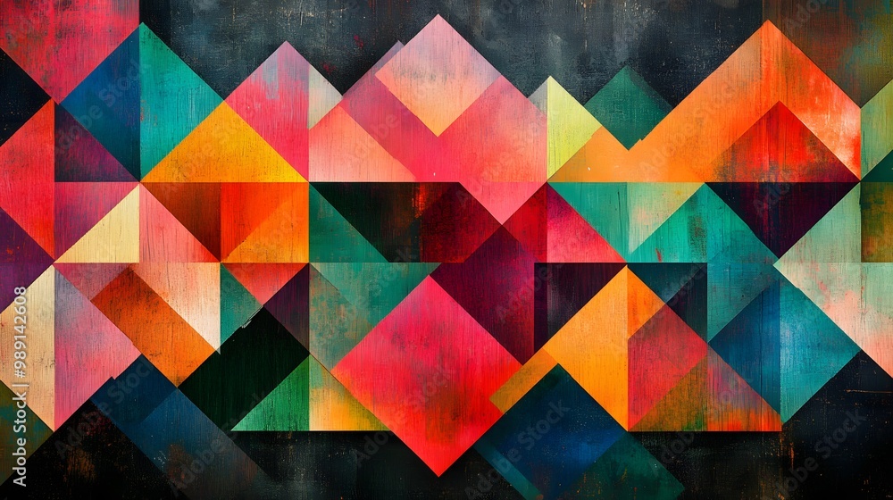 Abstract Geometric Pattern with Colorful Triangles and Squares Abstract Geometric Pattern with Colorful Triangles and Squares