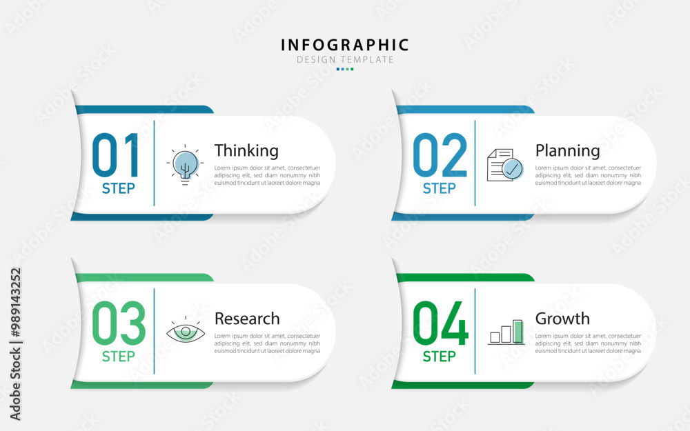 Business infographic template. 4 Step timeline journey. Process diagram, 4 options on white Business infographic template. 4 Step timeline journey. Process diagram, 4 options on white