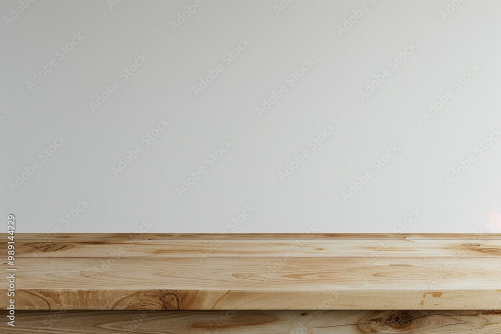 Minimalist wooden tabletop against a light grey wall background, creating a clean and spacious atmosphere for product display or creative design Minimalist wooden tabletop against a light grey wall background, creating a clean and spacious atmosphere for product display or creative design