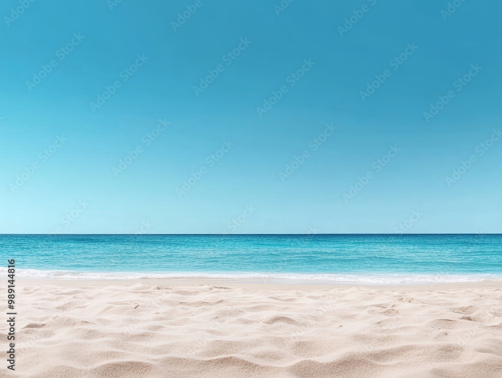 Fototapeta premium Picturesque beach with crystalline waters and pristine white sand under a clear blue sky