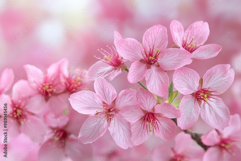 Delicate Pink Cherry Blossoms with Visible Veins Delicate Pink Cherry Blossoms with Visible Veins