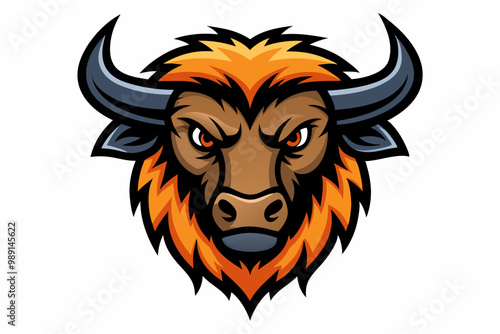 Buffalo head mascot design vector photo