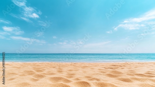 Serene Summer Landscape with Golden Sand and Turquoise Ocean