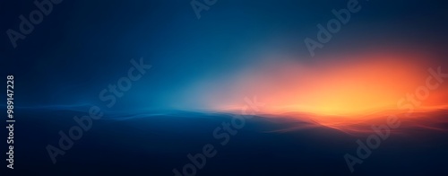 Abstract Dark Blue Gradient Background with Orange Glow