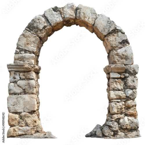 Ancient stone archway from a historical site transparent