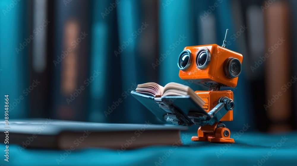 Robot Reading Book Artificial Intelligence Learning Knowledge Education Robot Reading Book Artificial Intelligence Learning Knowledge Education