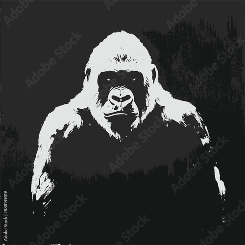 minimalist black and white gorilla vector