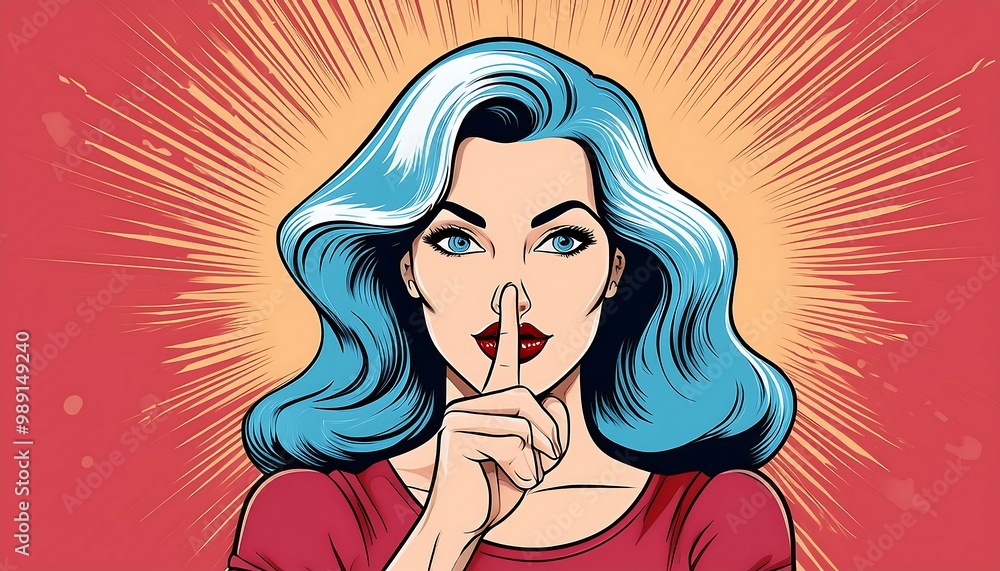 Colorful comic-style illustration of a young woman silencing
Colorful comic-style illustration of a young woman silencing