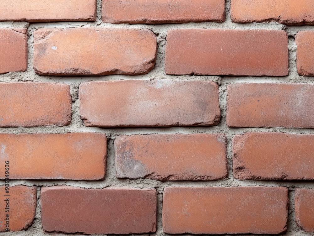 Obraz premium Weathered Red Brick Wall Texture with Distressed Masonry Pattern