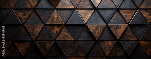 Dark Wooden Wall with Triangular Pattern
