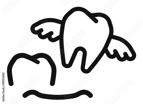 Teeth fall out in cartoon style icon.