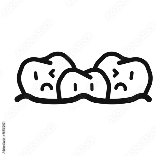 teeth crowded together icon.