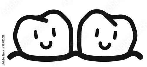 Teeth photographed from the side in cute style icon.