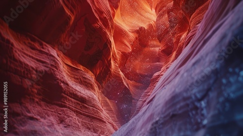 Magical colours and textures inside red rocks of Slot Canyon