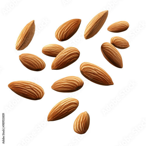 Wallpaper Mural Almonds scattered on a clean white surface transparent Torontodigital.ca