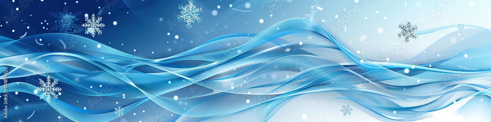Icy Blue and Sky-blue Abstract Swirls with Gliding Silver Snowflakes Icy Blue and Sky-blue Abstract Swirls with Gliding Silver Snowflakes