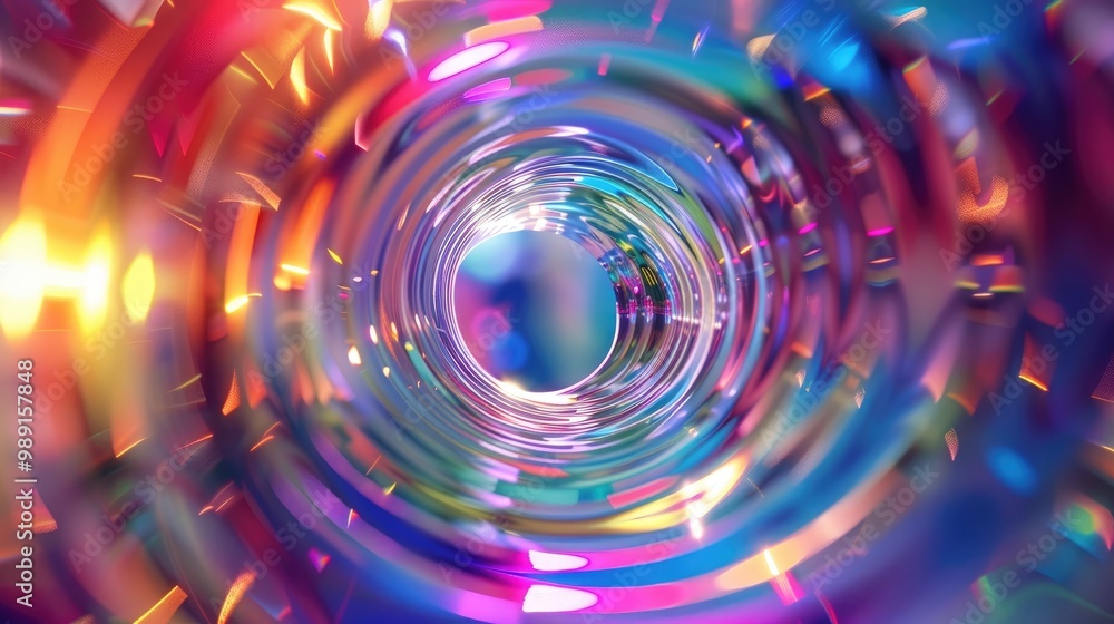 Obraz premium Prismatic spiral colorful and vibrant, holographic abstract background