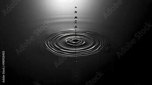 Water Droplet Creates Ripples on Surface, Abstract Photography