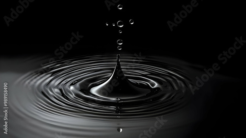 Water Droplet Impacting Surface Creates Ripples and Splashes