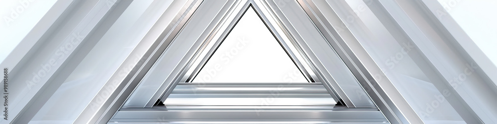 Fototapeta premium A modern white triangle framed by sleek silver lines, showcasing clean lines and minimalism.