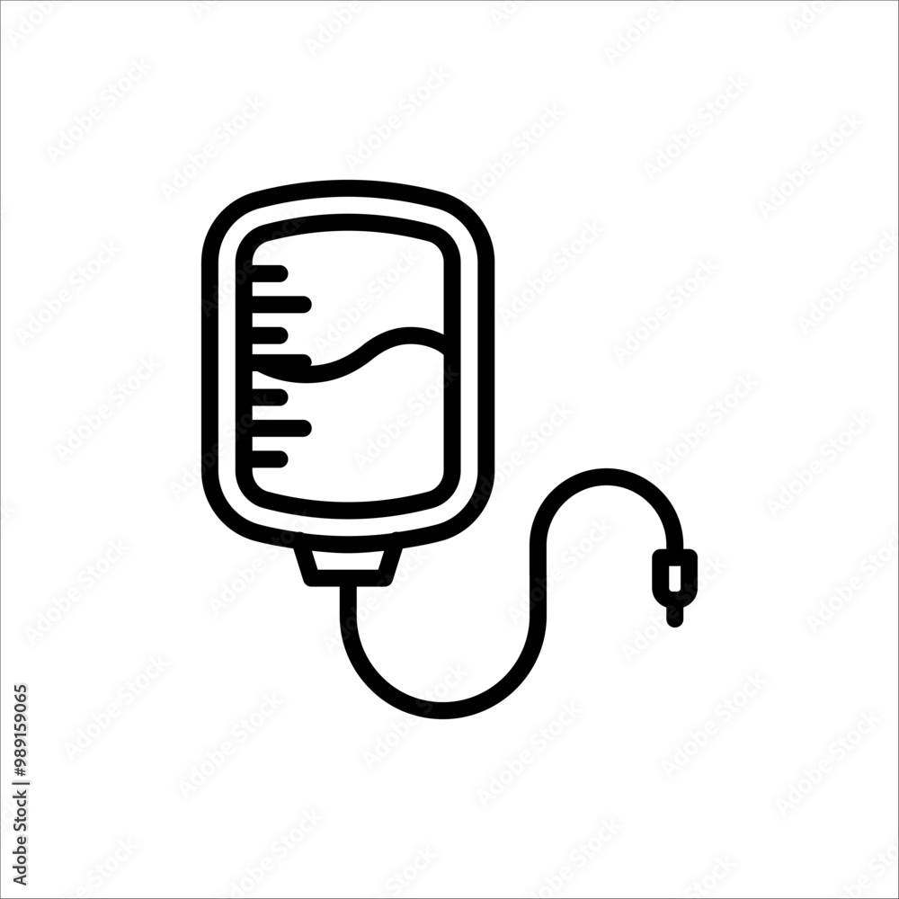 Bag Infusion Medical Icon. Vector Illustration of liquid fluid plasma blood donation plastic bag or tube. Isolated on white background. Bag Infusion Medical Icon. Vector Illustration of liquid fluid plasma blood donation plastic bag or tube. Isolated on white background.