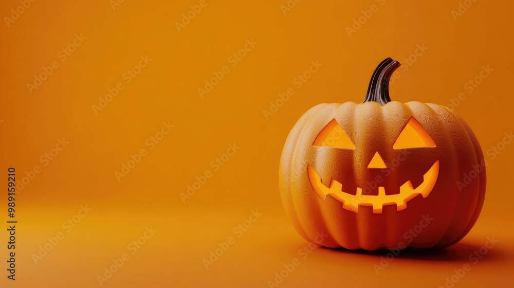Real Jack O Lantern for halloween on orange background Real Jack O Lantern for halloween on orange background