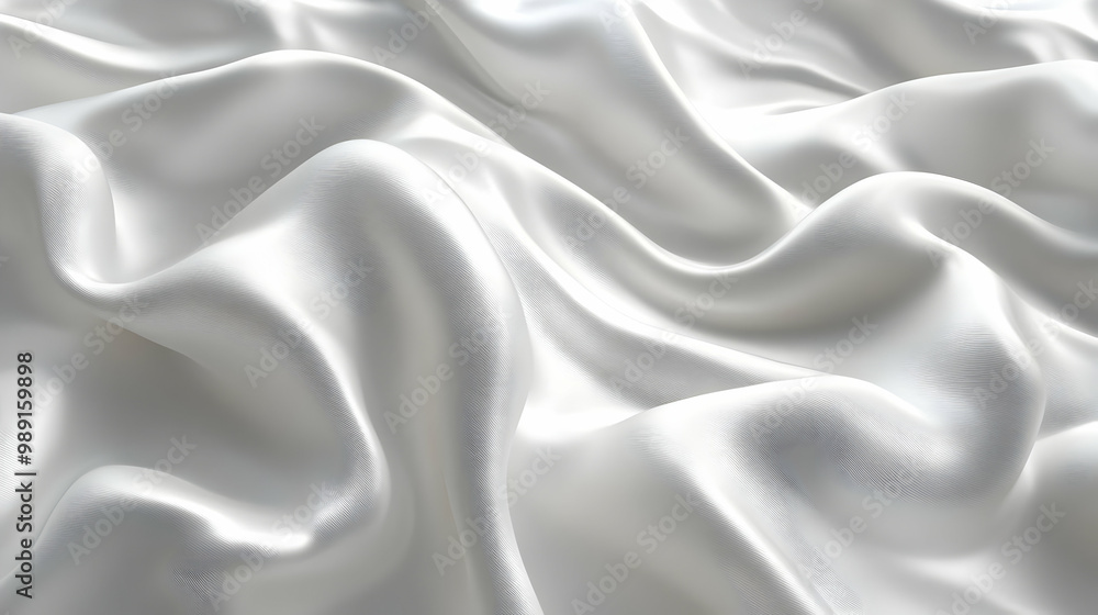 Fototapeta premium White Silk Fabric Draped and Flowing with Smooth Texture