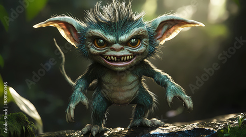 3d illustration cute funny troll gremlin gizmo. Troll. Illustration