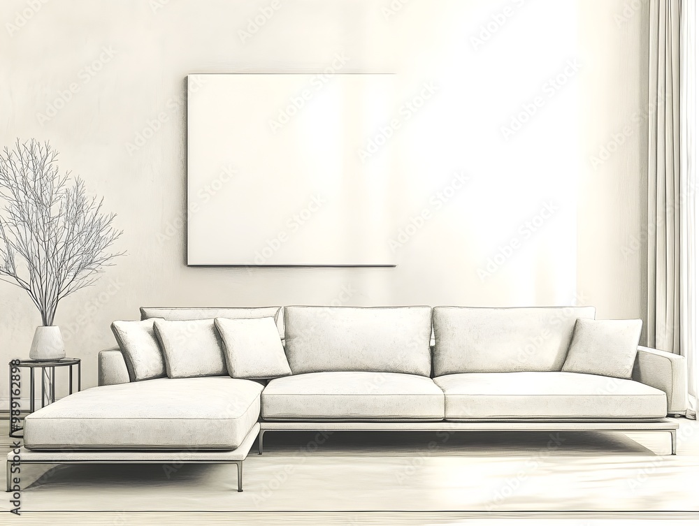 Cozy and inviting 3D rendered modern living room with a large comfortable sectional sofa minimalist and stylish decor sleek and sophisticated with metallic accents Cozy and inviting 3D rendered modern living room with a large comfortable sectional sofa minimalist and stylish decor sleek and sophisticated with metallic accents