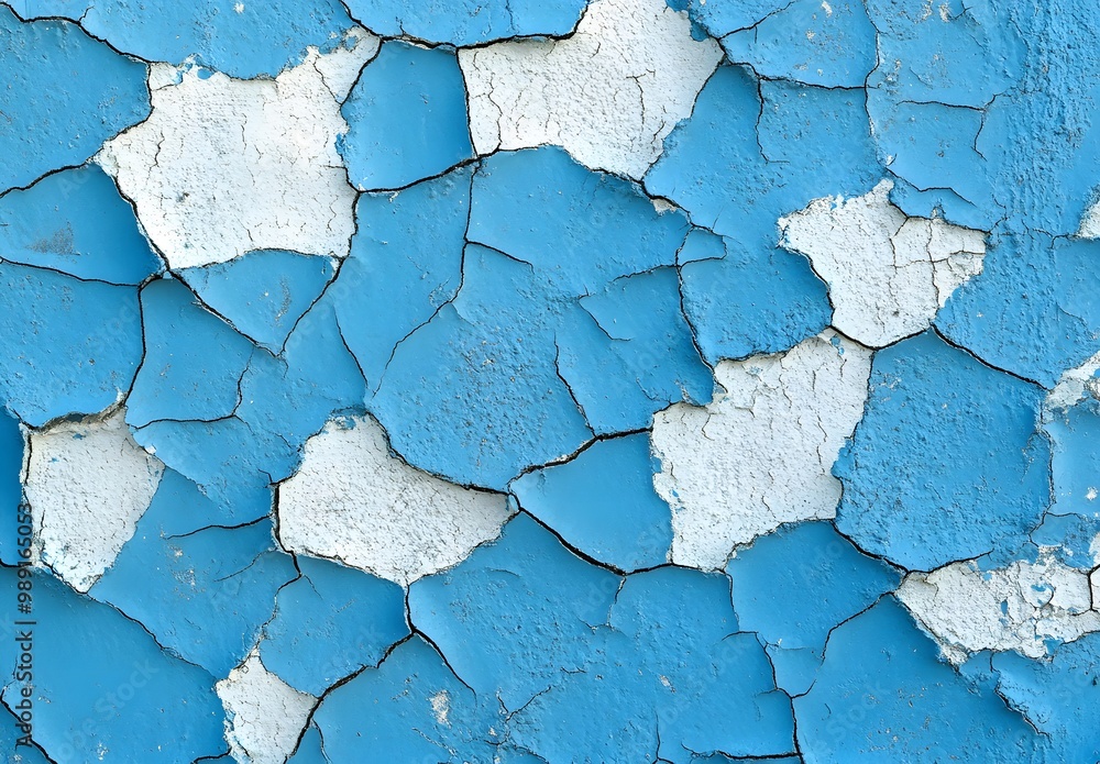 Blue Cracked Wall Texture - Abstract Background Blue Cracked Wall Texture - Abstract Background
