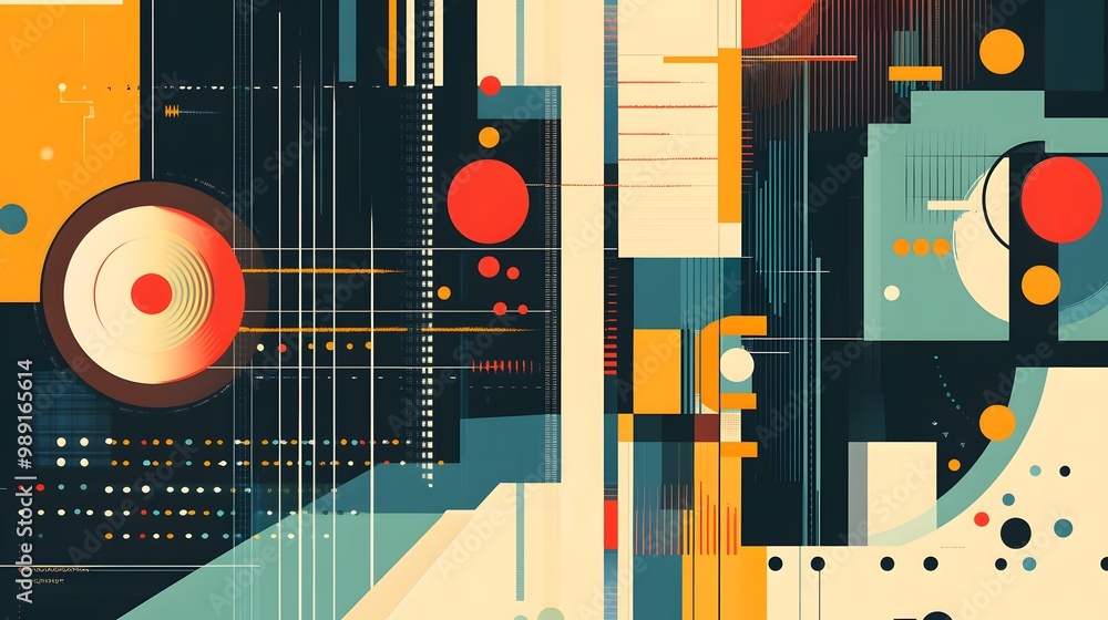 Obraz premium Retro Geometric Data Visualization Background