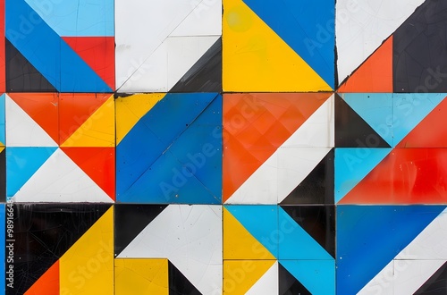 Abstract Geometric Tile Wall Pattern