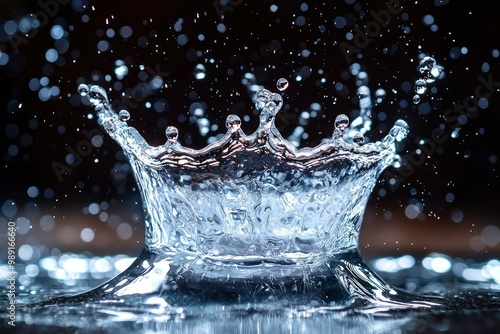 A Water Droplet Creating a Crown-Shaped Splash