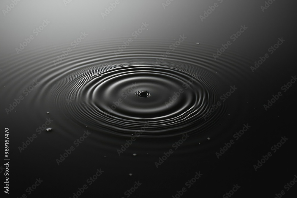 Water Droplet Ripples in Black Liquid Water Droplet Ripples in Black Liquid