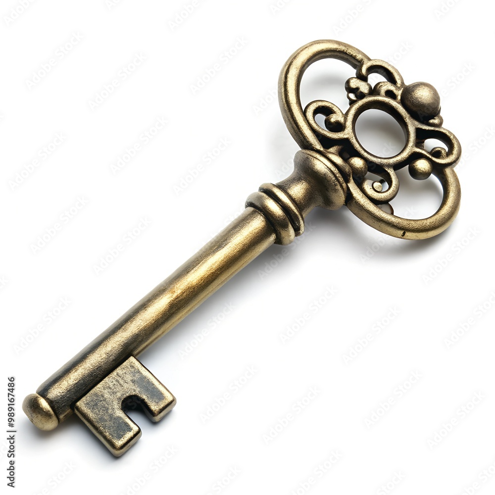 golden key isolated on white