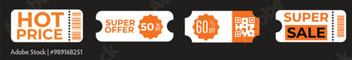 Coupon ticket set. Discount coupon. Gift voucher. sell ticket.vector eps10
