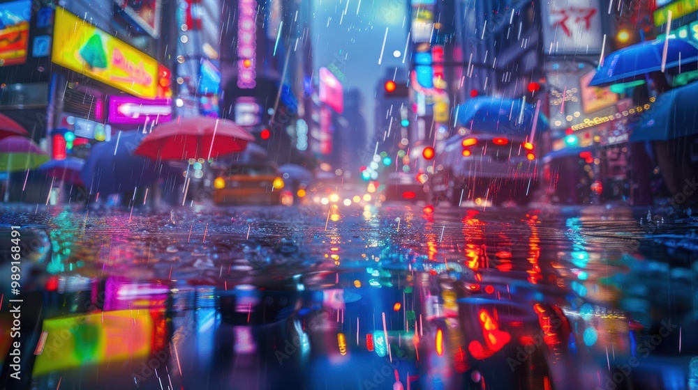 Naklejka premium Rainy Night in the City