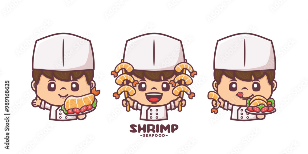 Chef mascot design with shrimp seafood Chef mascot design with shrimp seafood