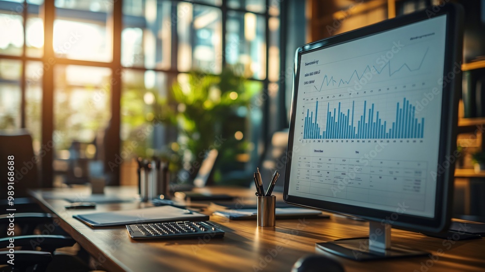 Analyzing Real Estate Market Trends: Graph on Digital Whiteboard in Modern Office Analyzing Real Estate Market Trends: Graph on Digital Whiteboard in Modern Office