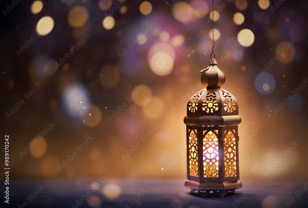 Glowing Ramadan Lantern With Ornate Patterns Glowing Ramadan Lantern With Ornate Patterns