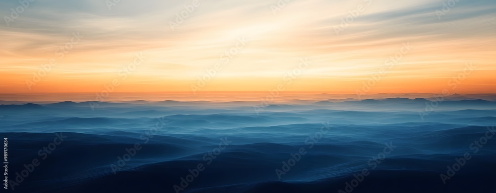 Misty Mountains at Sunset, Gradient Background Misty Mountains at Sunset, Gradient Background