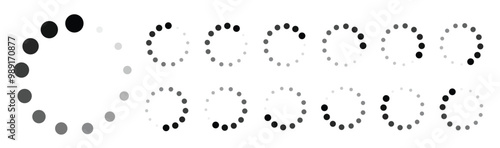 Loading Icons Set for Upload, Download, All Keyframes Frames Buffering Circle Preloader, Animation GIF 12FPS Ready for UI