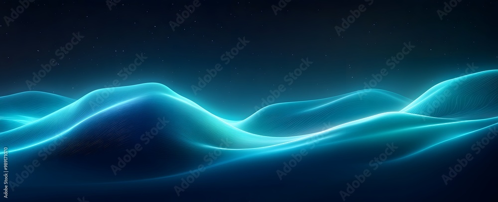 Obraz premium Abstract Blue & Teal Gradient Background with Curved Lights