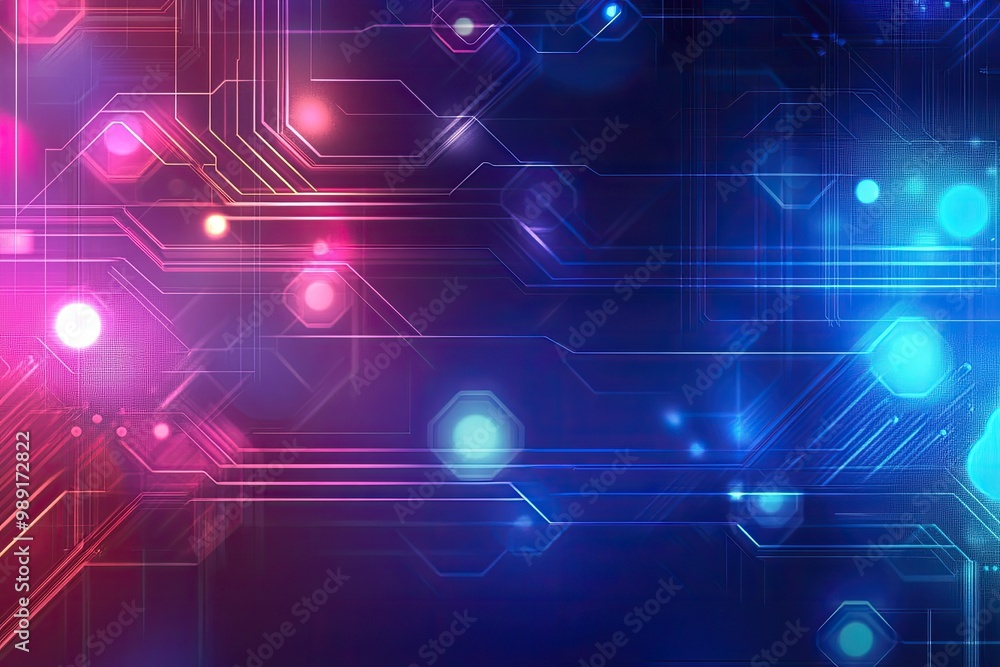 A vibrant abstract background featuring colorful lights and intricate circuitry patterns, perfect for technology themes. A vibrant abstract background featuring colorful lights and intricate circuitry patterns, perfect for technology themes.